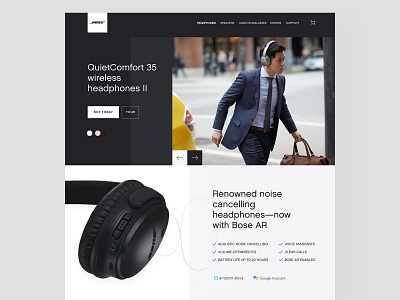Bose product page ReDesign bose dark headphones product ui web webpage