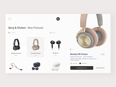 Bang Olufsen Website concept ecommerce flat headphones minimal product design ui web web design website design