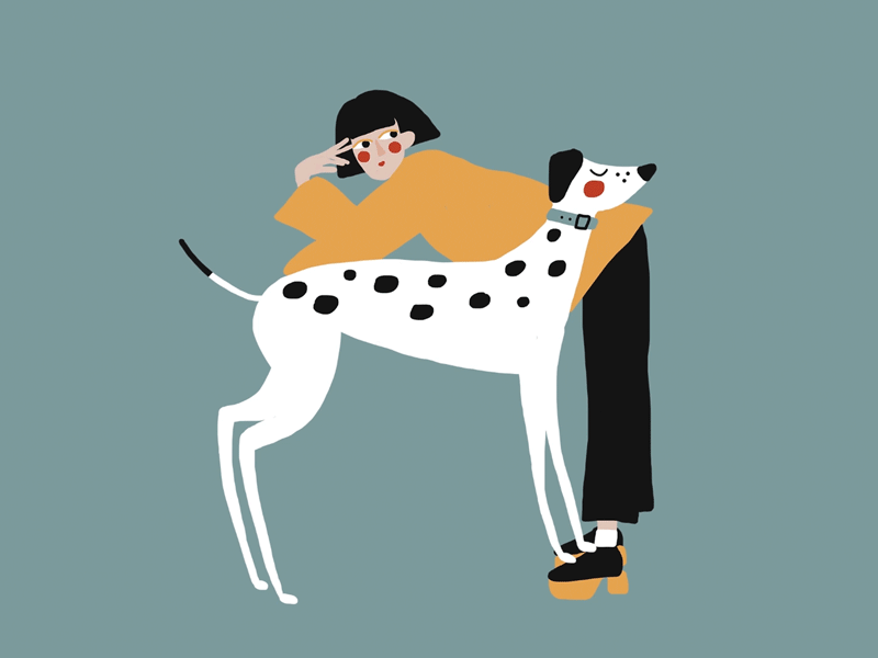 Dog illustration animation dog girl illustration picture