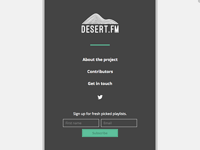 Desert.fm redesign desertfm menu navigation redesign sidebar subscribe teal