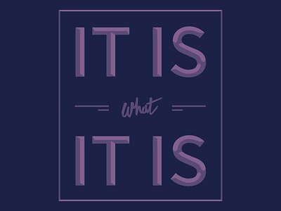 It is, what it is. handwritten lettering poster quote type