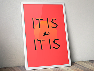 It is, what it is. handwritten lettering poster quote type