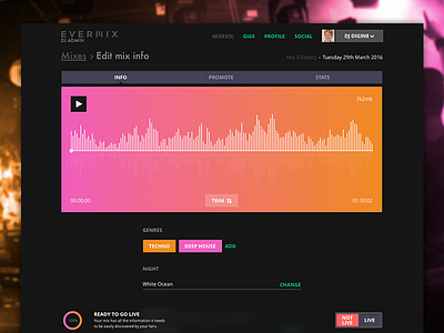 DJ Admin - Edit Mix admin dance dj evermix form music profile