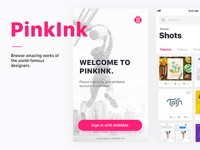 Pinkink app cards chat clean flat ios messages mobile profile ui uikit ux