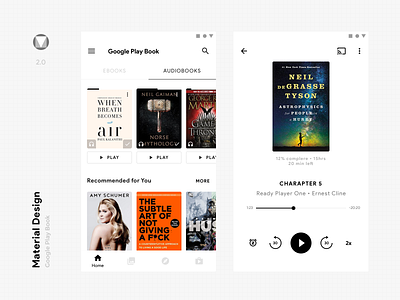 Google Play Book - Material Design 2.0 android app book clean icon material material design mobile native ui uikit ux