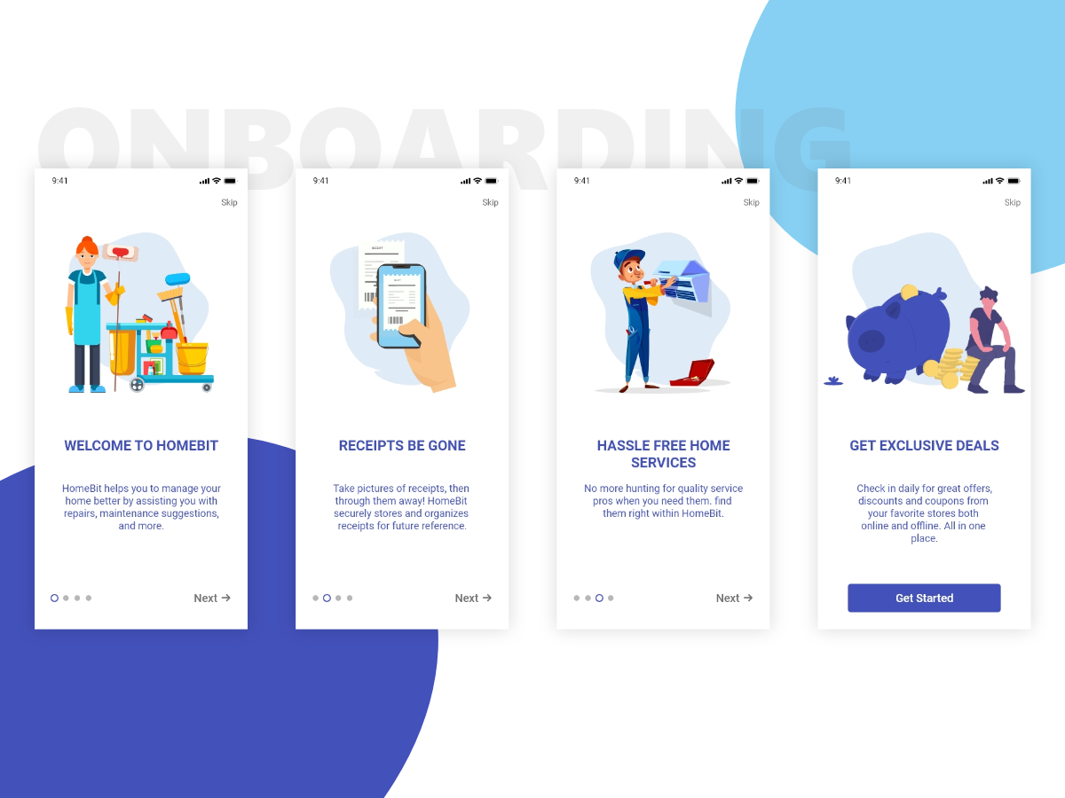 Onboarding app concept by Giridhar Naik on Dribbble