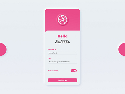Hello Dribbble! app app design dailyui design first shot flat hello dribbble minimal mobile design neomorphism ui ui design