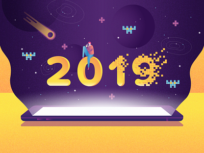 2019 Gaming 2019 2019 trends colorful galaxy game gaming gaming app grain illustration light phone pixel planet play screen sky smartphone space vector wave