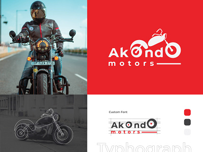 Akondo Motors brand and identity branding corporate branding design dribbble best shot graphic design icon illustration logo motorcycle parts red ui vector