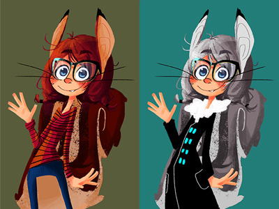 Squirrel's Summer and Winter Suit Design illustration character design desing squirel
