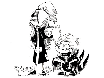 Hidan and Deidara akatsuki anime character character emotion cute deidara desing hidan illustration naruto