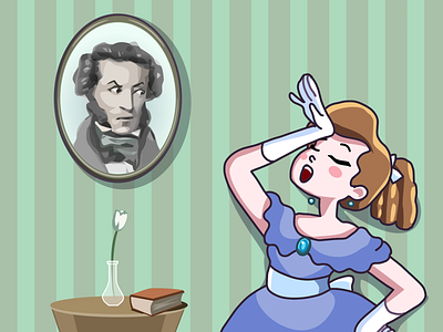 Pushkin lady literature vector