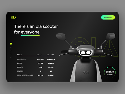 Ola Electric Scooter Landing Page Design app design app interaction design electric electric scooter ui electric ui landing page mobile application ola ola ui scooter ui ui design ux ux design