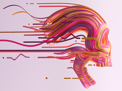 Go For It 3d cgi colour design line motivation render skull