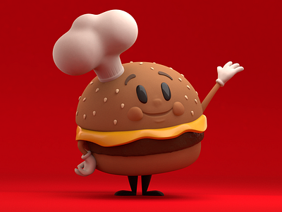 Daddy B 3d burgertime cgi characters colour creative design line render