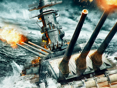 World of warships 3d battle cgi design game game art oceon photobash photoshop render ships