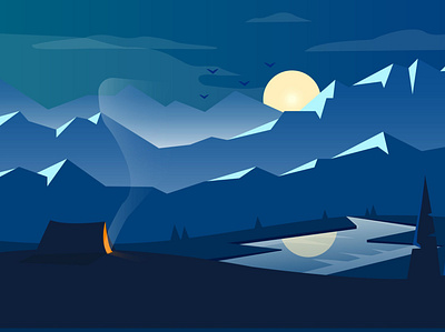 night in the mountains 3d animation app branding design graphic design illustration logo motion graphics typography ui ux vector