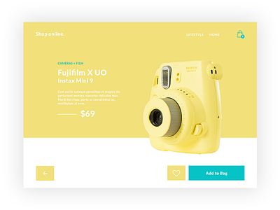 Online Lifestyle Store cameras design fujifilm online shopping shopping studio yellow webdesign website
