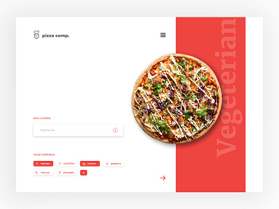 Pizza Company chef ingredients italian napolian pizza pizza menu pizzaday pizzafriday red restaurant toppings ui ux vegeterian webdesign whitespace