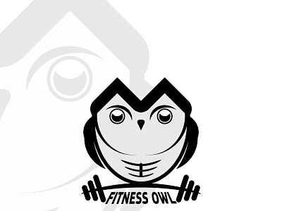 Fitness owl bodybuilder design fitness icon illustration logo minimal owl logo vector