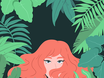 Peek-a-boo 2d illustration botanical botanical illustration cartoon characterdesign comicart design digitalart flat forest ginger hair graphic desgin illustration minimal art plants vector wild