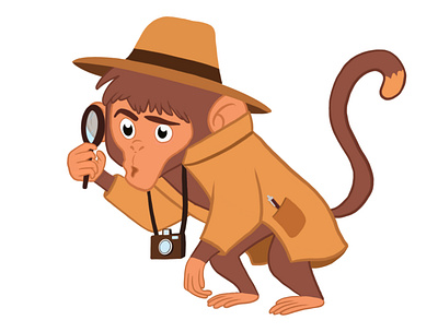 Detective Monkey animal animal art animal illustration cartoon characterdesign children book illustration childrens illustration comicart design detective digitalart flat graphic desgin illustration minimal art monkey monkeys vector