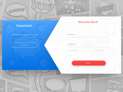 Sign In ComicZone sign in ui design web design