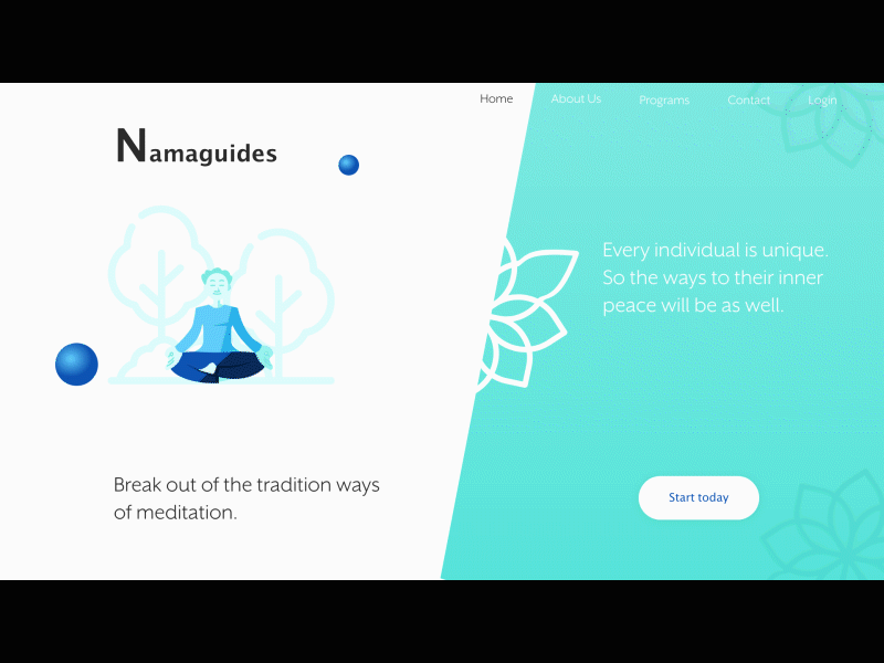 Namaguides - animated web UI app design interactive design mobile design prototype sign in ui design web design