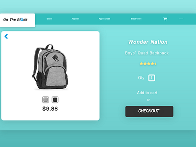 Checkout page of On The Block Online Store app design interactive design mobile design prototype sign in ui design web design