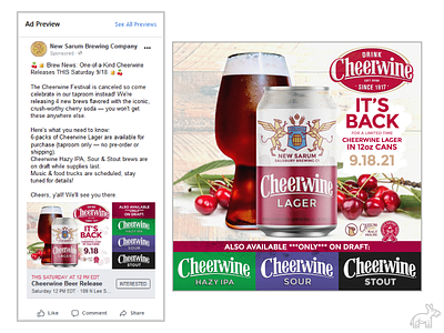 New Sarum Brewing Cheerwine Social Campaign ad campaign beer beer ad brewery event event support facebook instagram social media social media ad social media agency