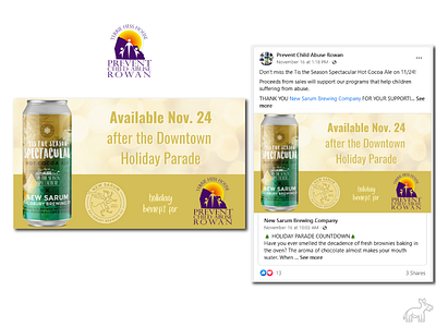 New Sarum Brewing 'Tis the Season Beer Launch/Fundraiser ad campaign beer brewery design facebook illustration instagram north carolina social media social media ad social media agency twitter