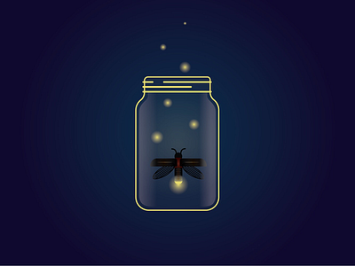 Natural night light geometric illustration illustrator insect lightening bug night vector