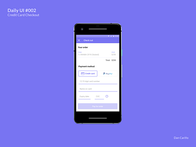 Daily UI #002: Credit Card Checkout 002 credit card dailyui dailyui002 payment