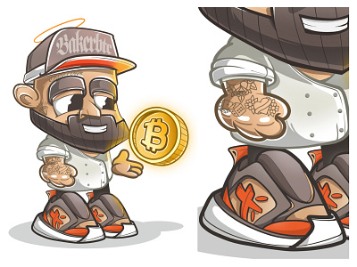 Baker BTC 2d bitcoin cartoon character character cartoon character design character illustration crypto sneakers vladue