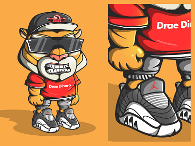 Custom tiger 2d cartoon character character cartoon character design character illustration illustration jordan sneakerhead sneakers tiger vladue