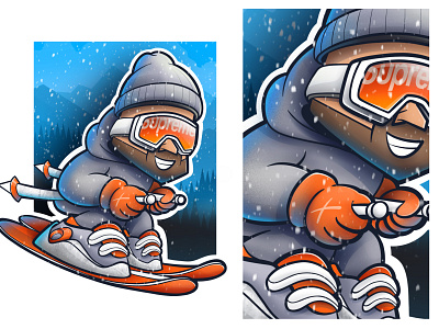 Ski man 2d cartoon character character cartoon character design character illustration illustration ski snowboard vladue winter