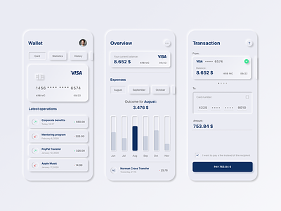 Neomorphism / Soft UI Banking Concept