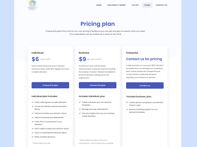 Pricing page