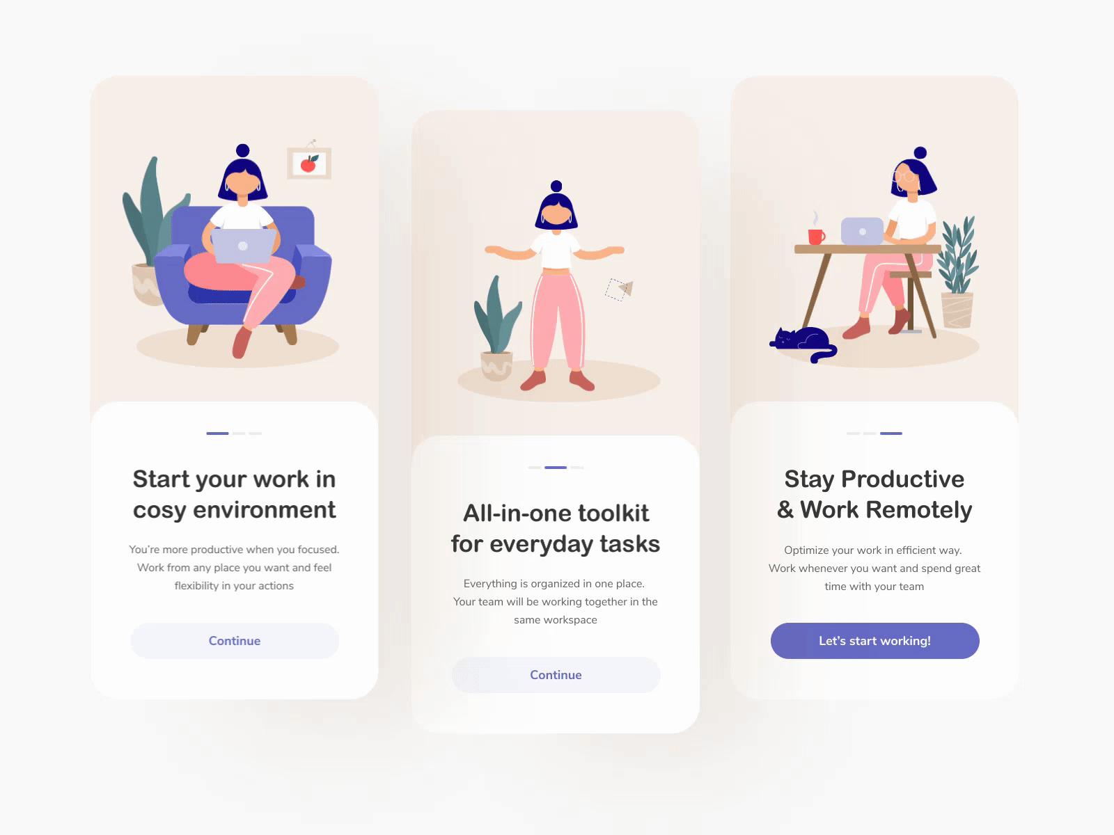 Onboarding screens for Remote app