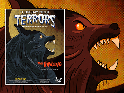 Thursday Night Terrors The Howling Poster design horror horror movie illustration movie poster poster typography vector