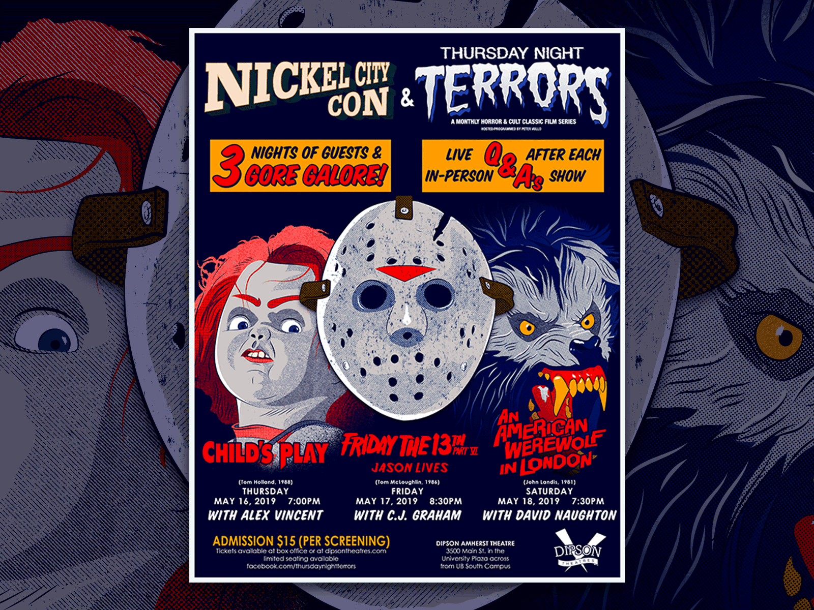 Thursday Night Terrors Nickel City Con 2019 Poster by Daniel P Morris