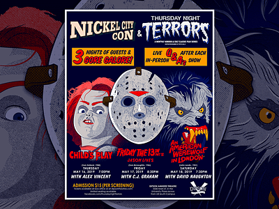 Thursday Night Terrors Nickel City Con 2019 Poster design horror horror movie illustration movie poster poster typography vector