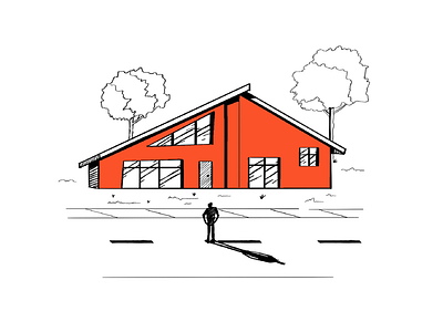 The Orange One architecture house illustration line orange procreate