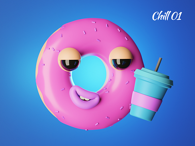 Donut Chill 01 3d blender collection design digital nft top shots ui