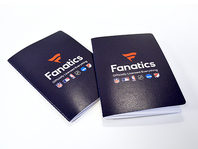 Fanatics Softcover Notebooks brand branding catalog editorial fanatics football licensed sports licensing mlb mls nba nfl nhl notebook paper print design product branding product catalog soccer sports