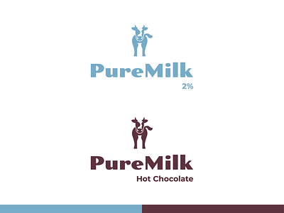puremilk brand branding concept cow dairy design farm flat identity illustration logo milk minimal modern vector