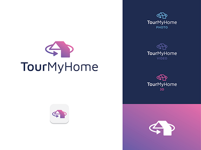 Home tours app brand branding concept design flat home house identity illustration logo minimal modern photo photography real estate tours vector video videography