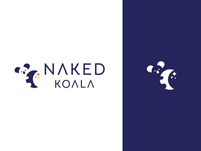 naked koala app bed bedding brand branding clean concept design flat identity illustration koala logo minimal modern moon naked star vector