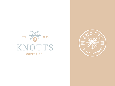 knotts brand branding clean coffee concept design flat identity illustration logo minimal modern palm vector
