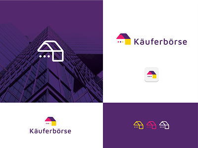 kauferborse app brand branding chat clean concept design estate home house identity illustration listing logo minimal modern property realestate vector